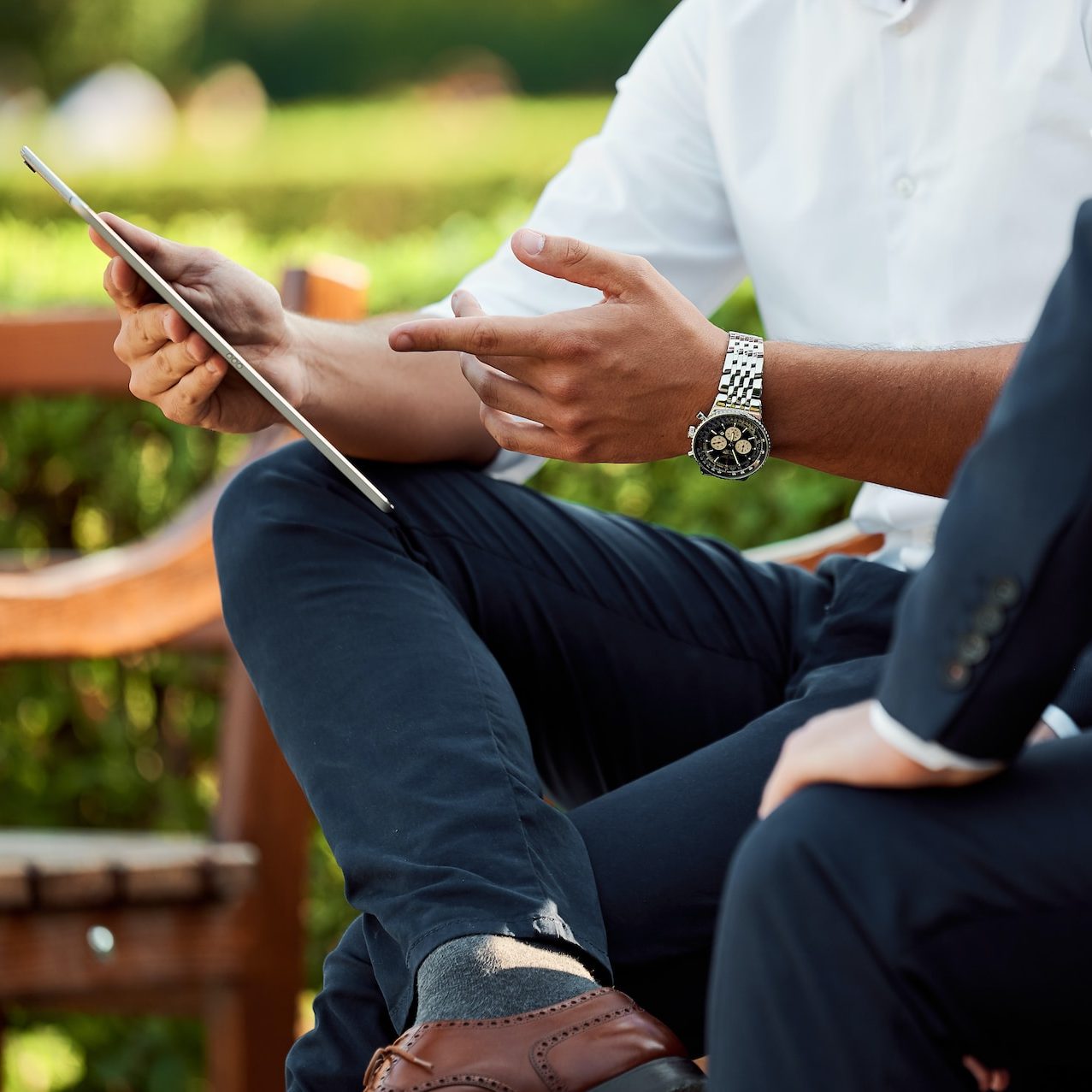 two people sitting during day